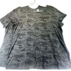 NWT IDEOLOGY Womens XL and 1X Plus Camo Print Deep Black Shirts Performance